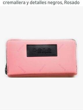 bebe Pink Clutch Wallet with Black Logo Plaque